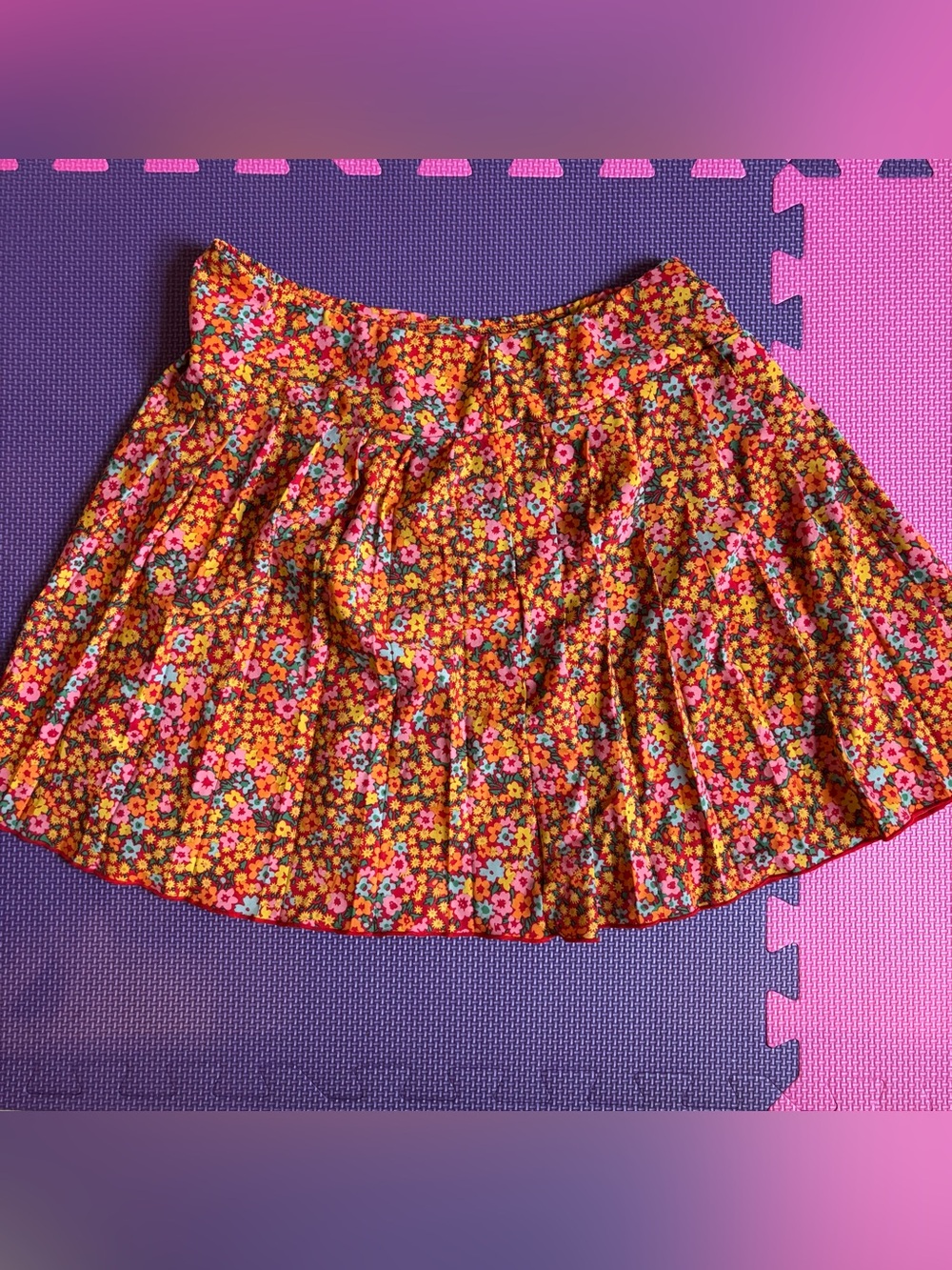 Toad&Co Orange Floral Circle Skirt with Pink Accents